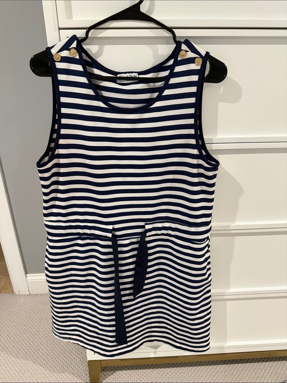 L’oeuf Poché Navy & White Striped Sleeveless Tennis or Golf Dress